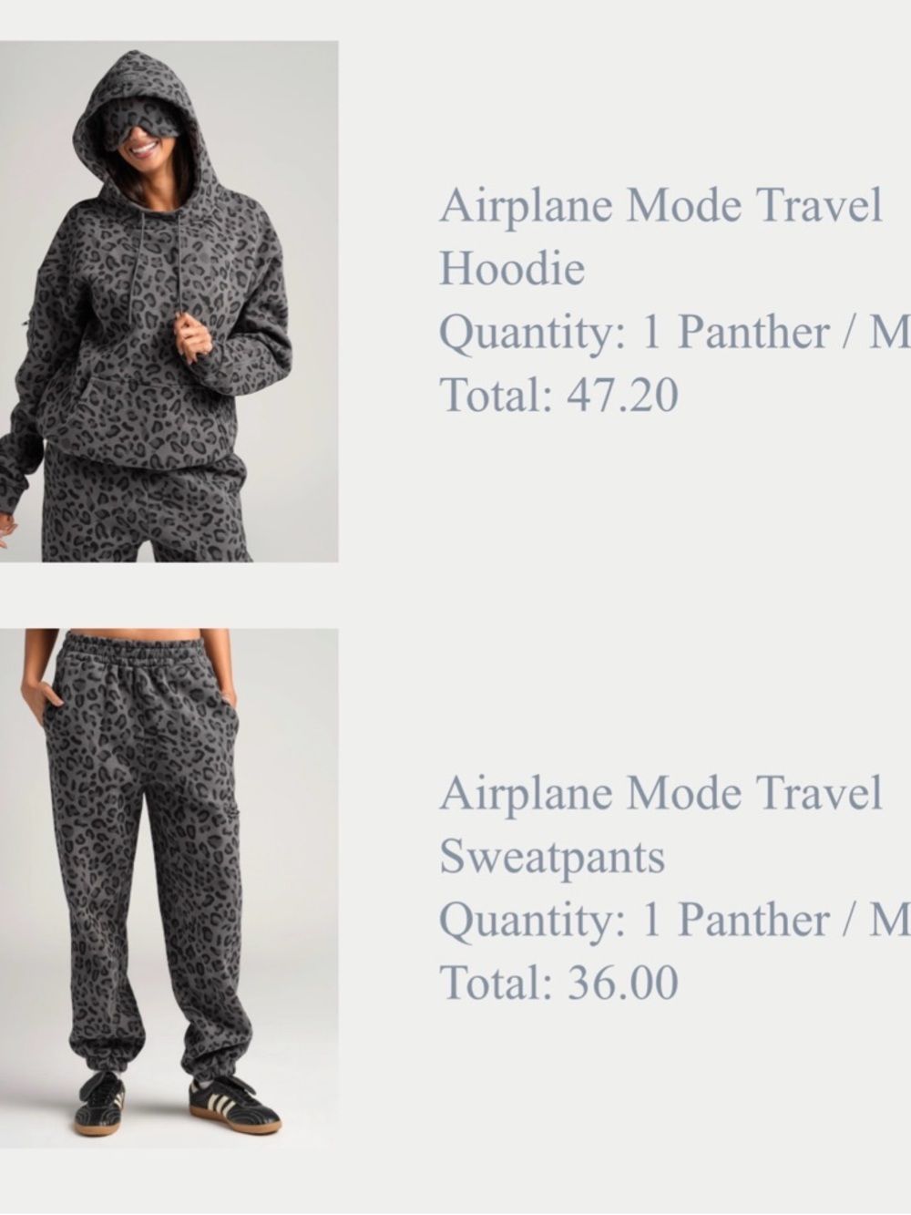 Airplane Mode Travel Hoodie - Gray Panther Print